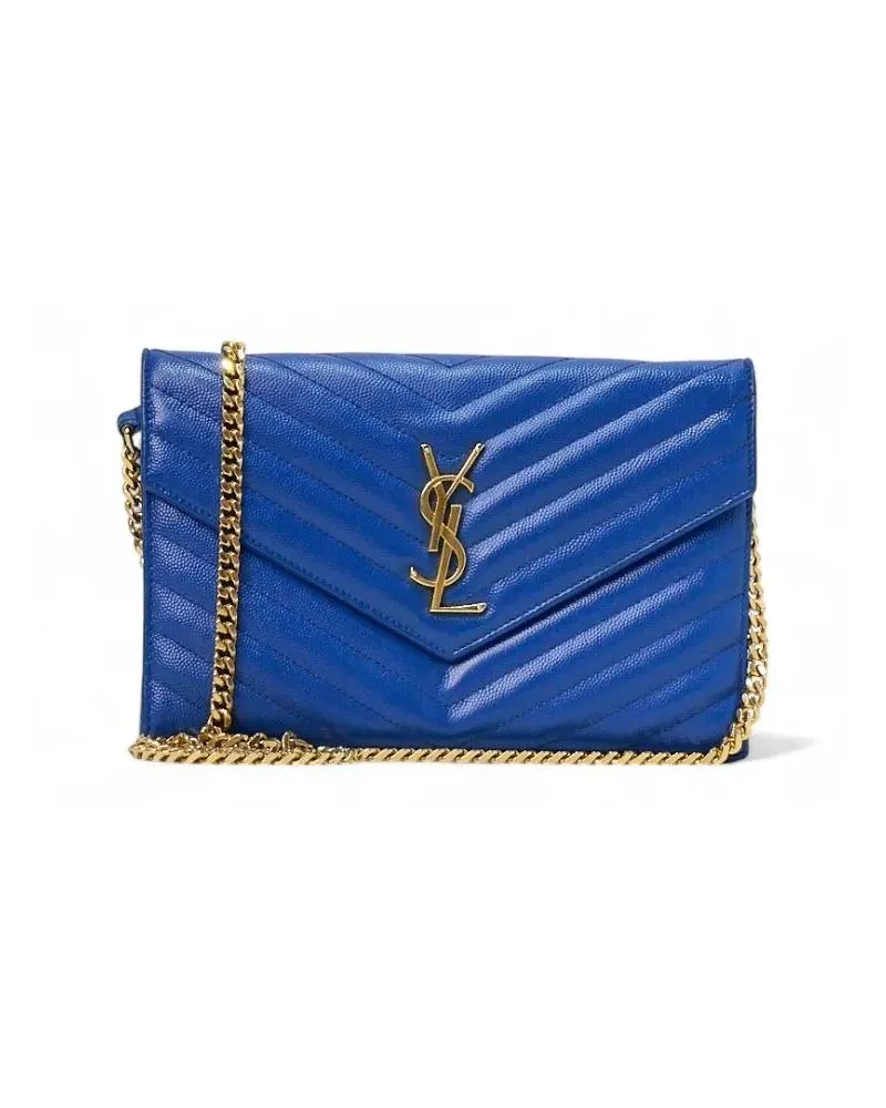 Saint Laurent Hobo Bags Cassandre Small Granulated Electric Blue blau Blau