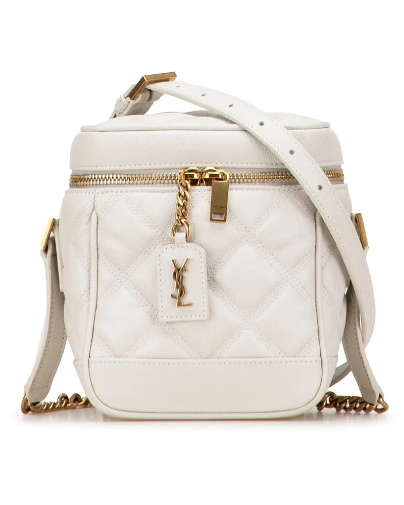 Saint Laurent Hobo Bags Grain de Poudre Quilted 80's Vanity Bag weiß Weiß