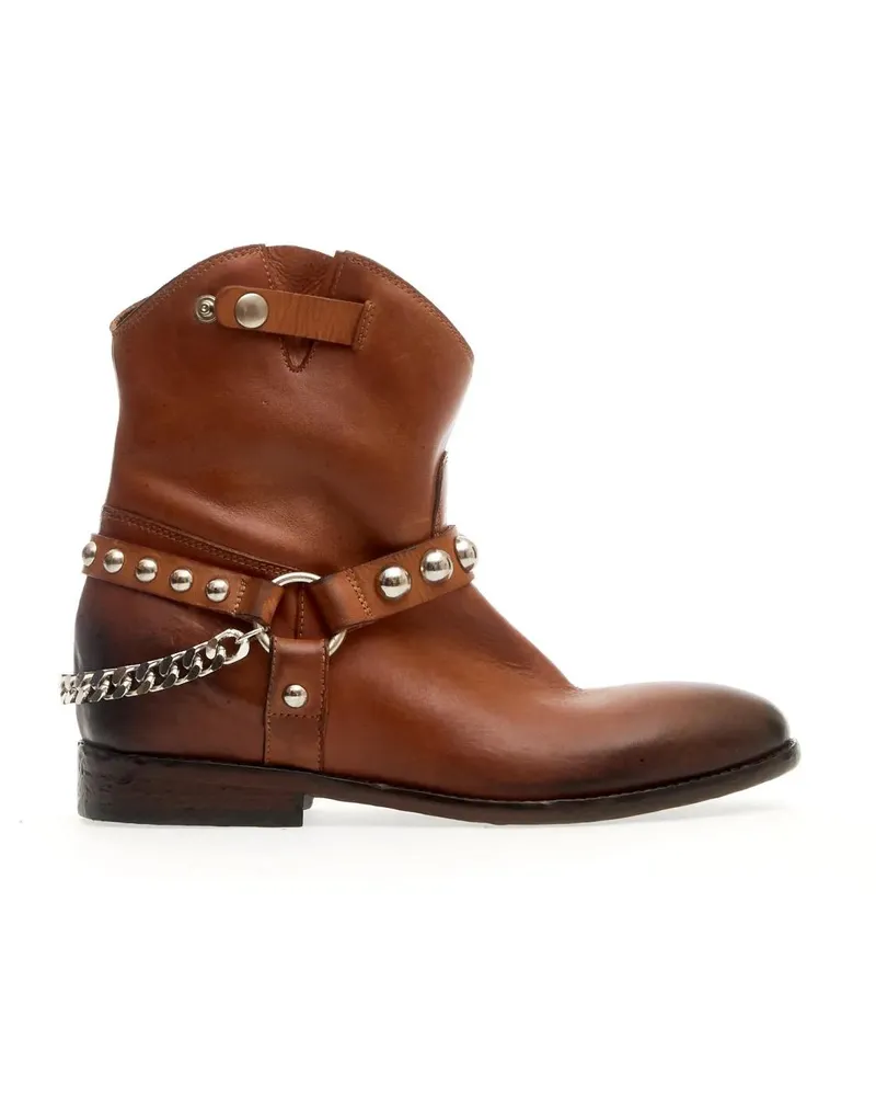 Strategia / JFK Stiefel Texan Leather Cork Washed Studs braun Braun