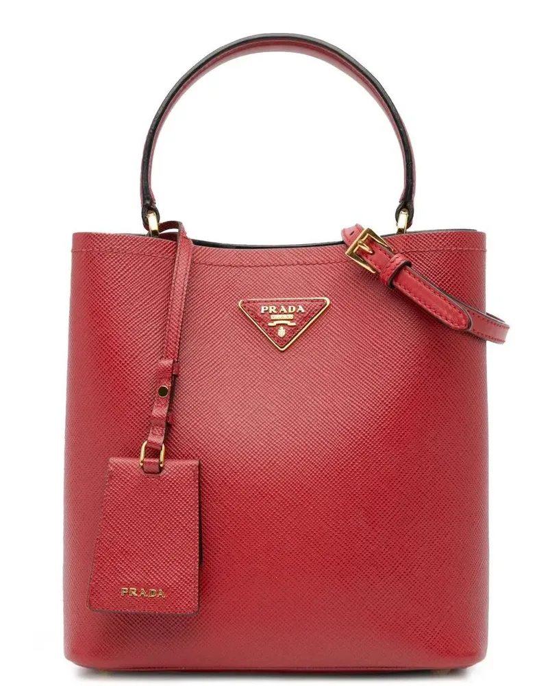 Prada Hobo Bags 2013-2024 Medium Saffiano Cuir Panier rot Rot