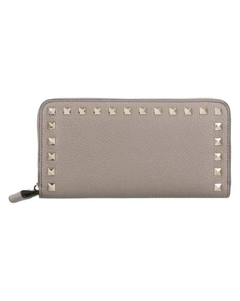 Valentino Garavani Portemonnaie Rockstud Grey Leather Wallet grau Grau