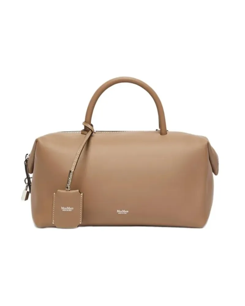 Max Mara Hobo Bags Brown Calf Leather Bauletto Handbag With Removable braun Braun