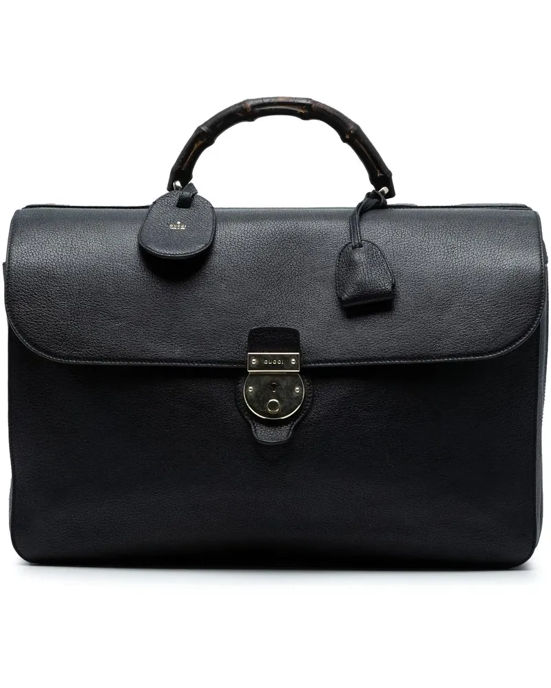 Gucci Crossbody Bags Leather Bamboo Briefcase schwarz Schwarz