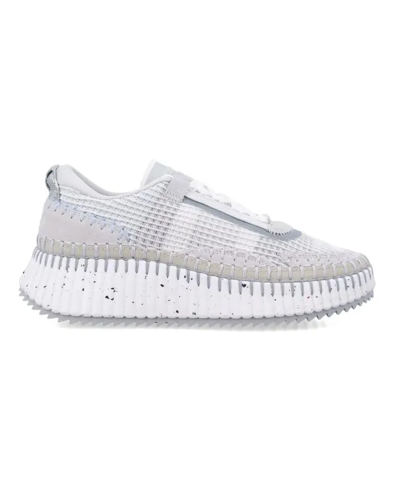 Chloé Low-Top Sneaker Hand-Stitched Mesh Sneakers With Suede Inserts grau Grau