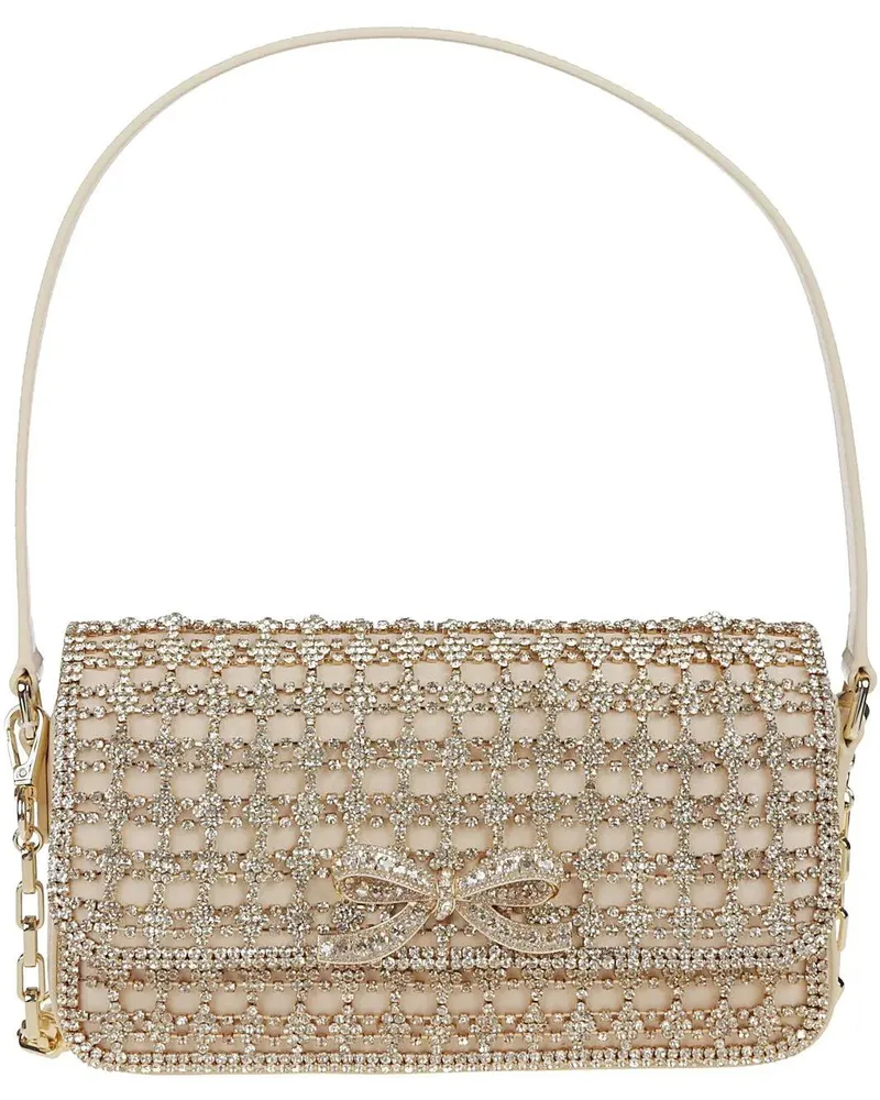 Self-Portrait Crossbody Bags Gold Crystal Baguette Bag Metallic gunmetal Gunmetal