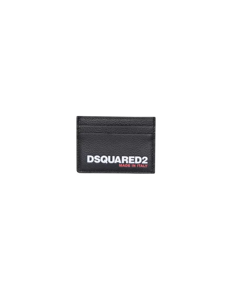 Dsquared2 Portemonnaies Tumbled Leather Logo Cardholder Black schwarz Schwarz