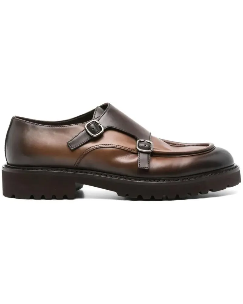 Doucal´s Loafer Brown Polished Calf Leather Double Buckle Shoes braun Braun