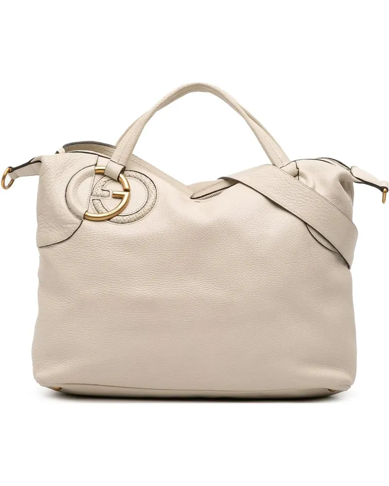 Gucci Hobo Bags Leather Twill Satchel weiß Weiß
