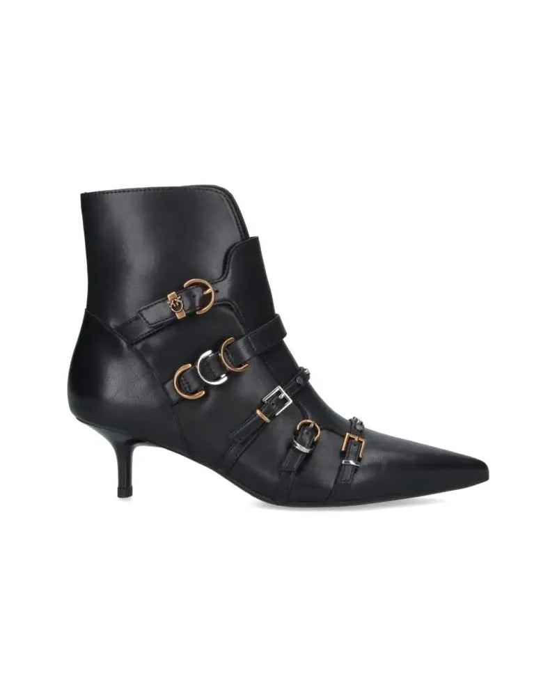 Pinko Stiefel Buckle Ankle Boots – Black schwarz Schwarz