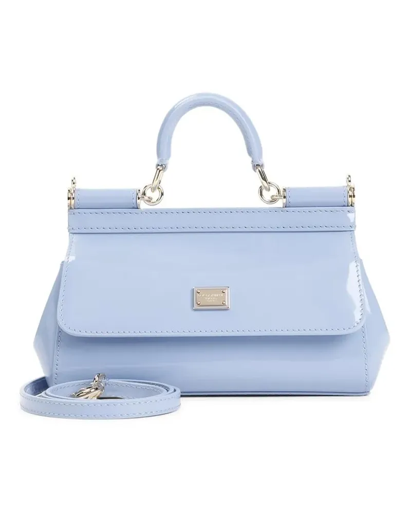 Dolce & Gabbana Crossbody Bags Sicily Light Blue Calf Leather Handbag Blau