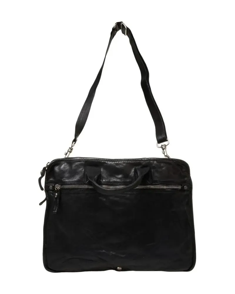 Campomaggi Laptoptaschen Rectangular Black Leather Work Bag With Multiple P schwarz Schwarz