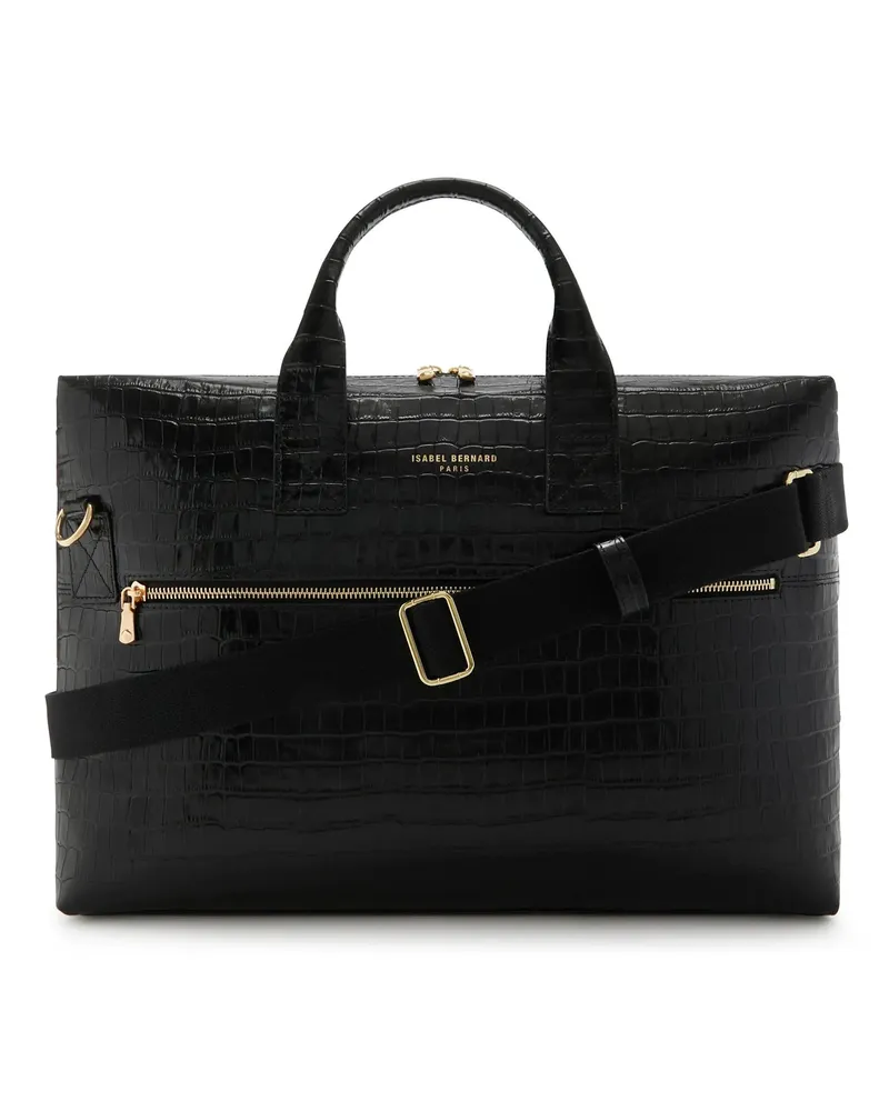 Isabel Bernard Aktentaschen Honoré Anique croco black calfskin leather handbag schwarz Schwarz