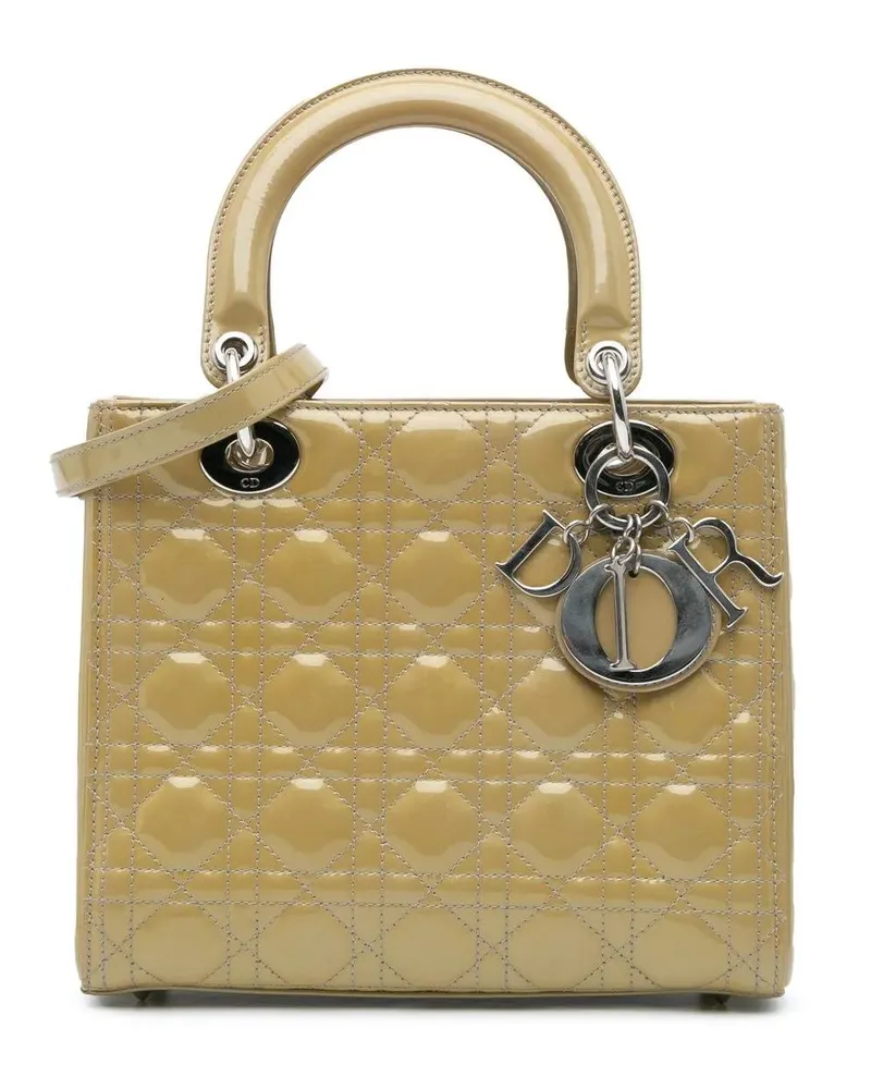 Dior Hobo Bags 2013 Medium Patent Cannage Lady Dior braun Braun