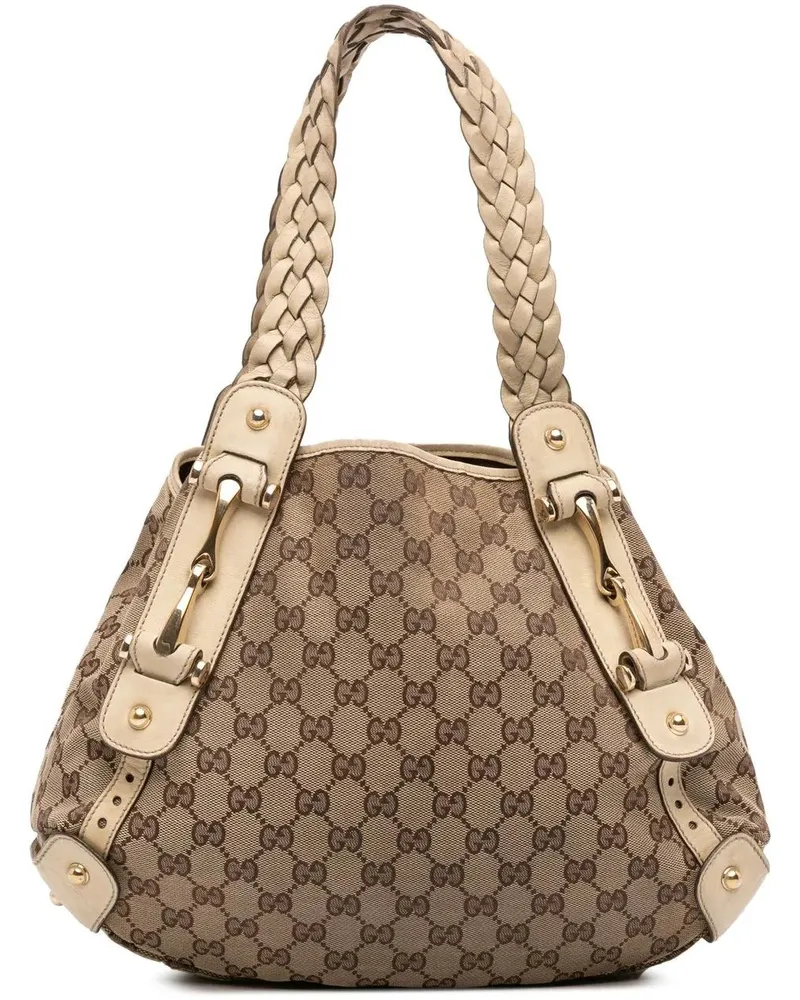 Gucci Hobo Bags Small GG Canvas Horsebit Pelham Shoulder Bag braun Braun