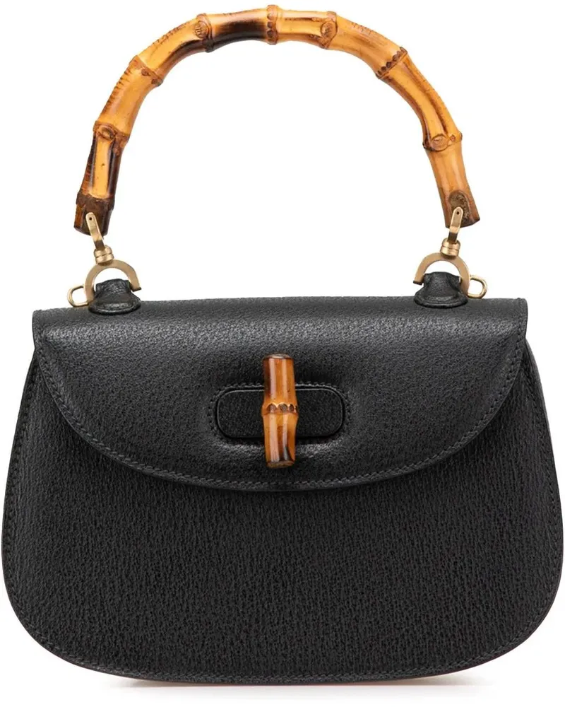 Gucci Hobo Bags Calfskin Bamboo Night schwarz Schwarz
