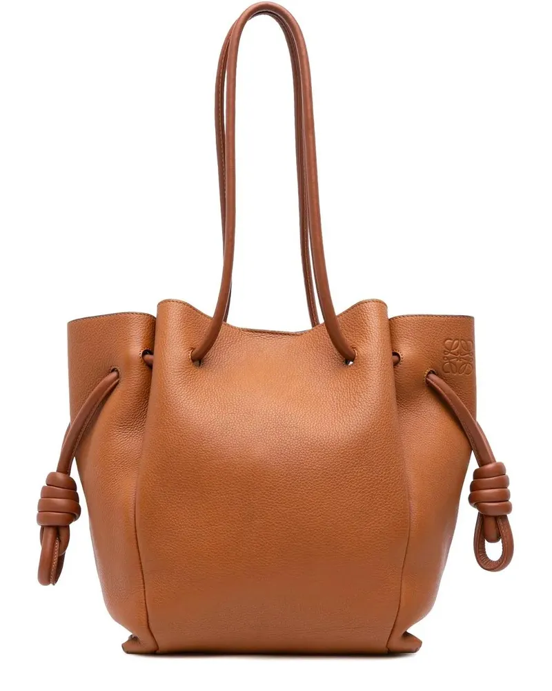 Loewe Shopper Small Leather Flamenco Knot Tote braun Braun