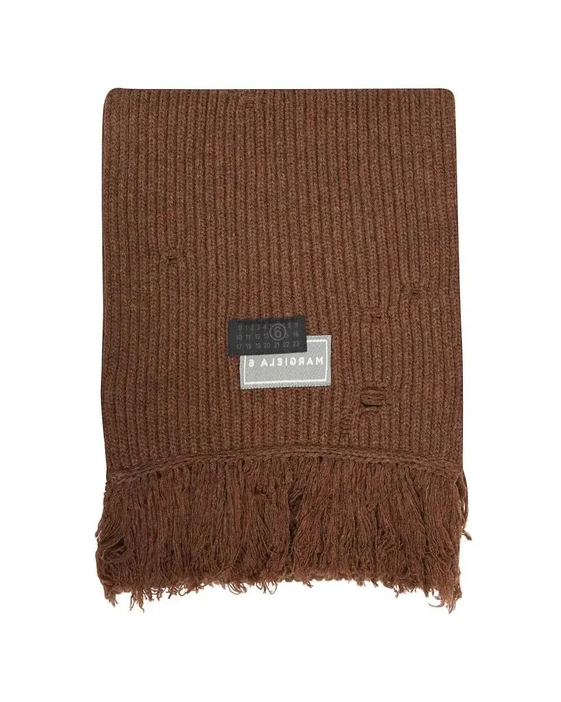 Maison Margiela Tücher & Schals Fringed Wool Scarf braun Braun