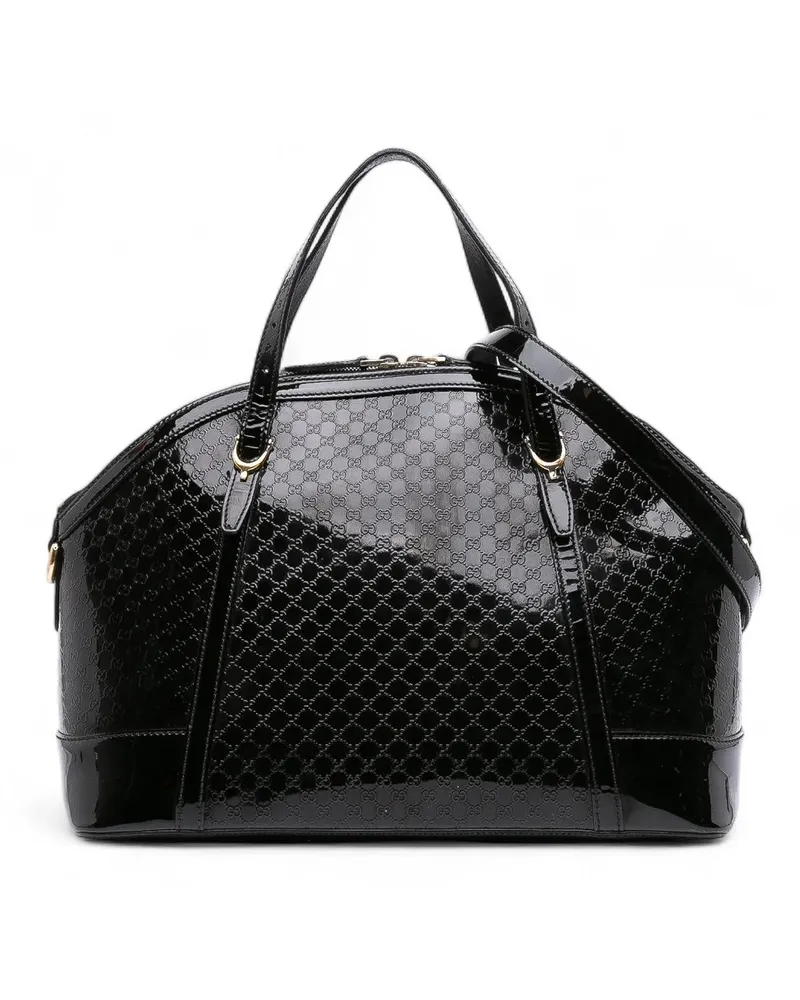 Gucci Hobo Bags Large Microssima Patent Dome Satchel schwarz Schwarz