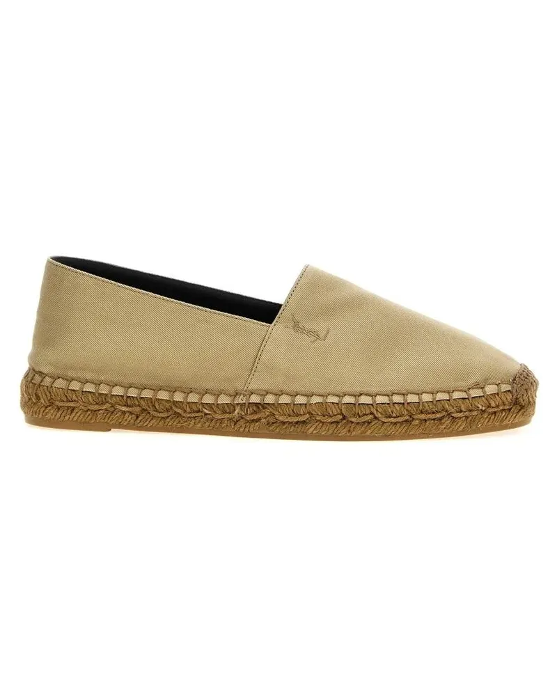 Saint Laurent Logo Embroidery Espadrilles braun Braun