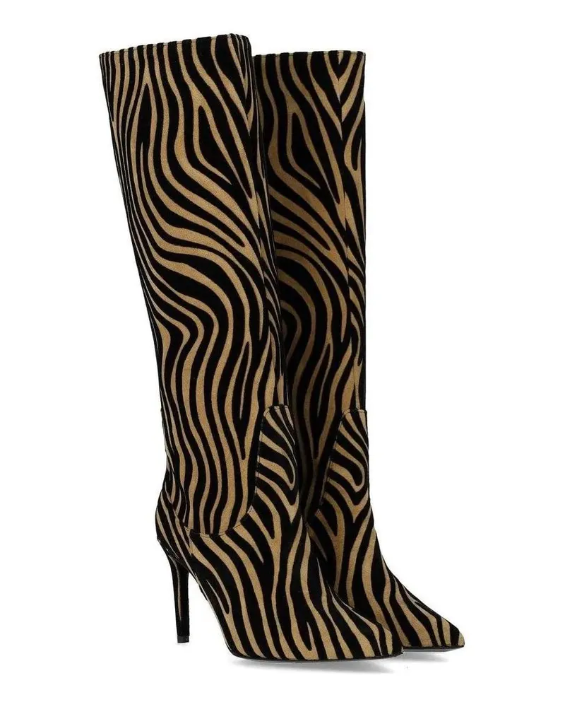 NCUB Stiefel Bit Beige Zebra Print High Boot beige Beige