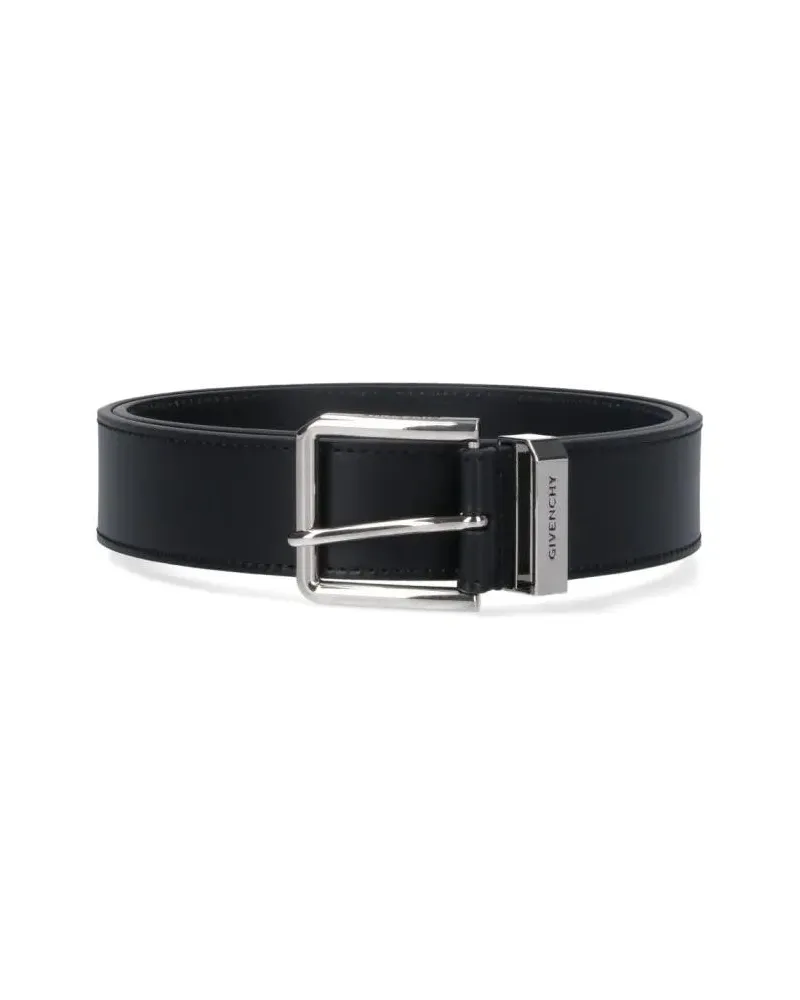Givenchy Gürtel "Gentleman" Belt, In Black Calfskin, Silver Brass schwarz Schwarz