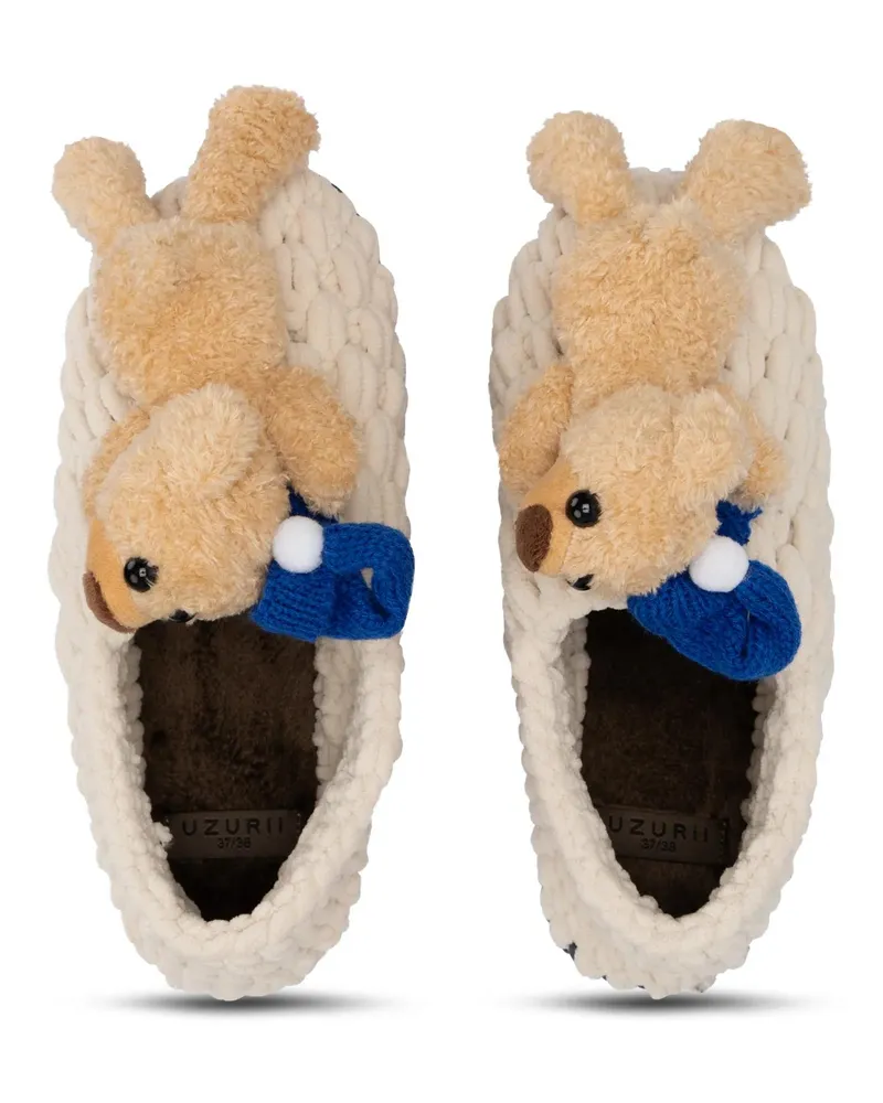 uzurii Slipper & Pantoletten Pantoffeln Pantoffel Teddy Bear beige Beige