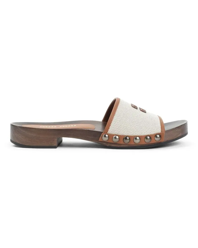 Miu Miu Sandalen Low Heel Open-Toe Sandals beige Beige