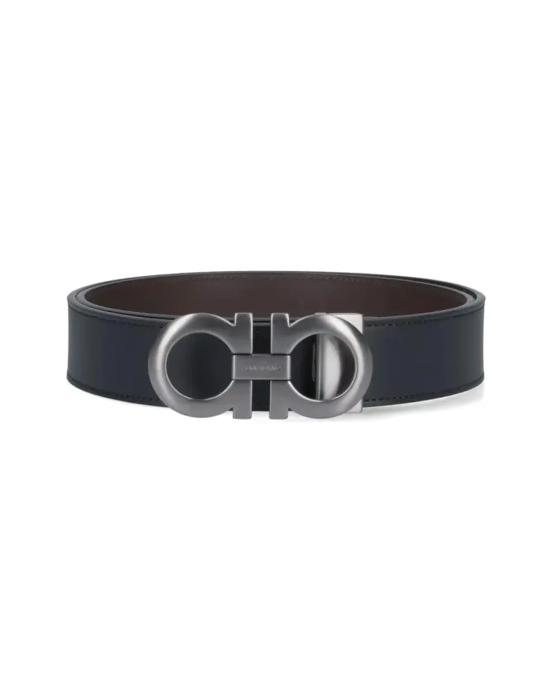 Ferragamo Gürtel "Gancini" Reversible Belt Blue blau Blau