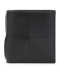 Bottega Veneta Portemonnaies Black Calf Leather Cassette Bifold Wallet Schwarz