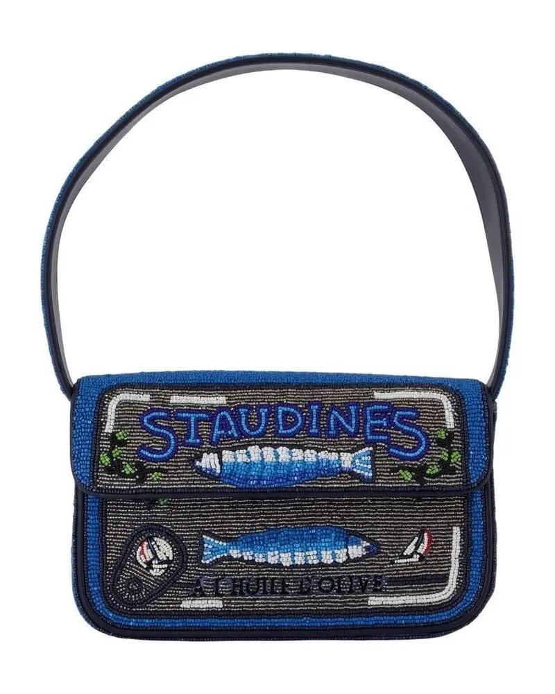 STAUD Hobo Bags Tommy Beaded Shoulder Bag - Synthetic - Blue blau Blau