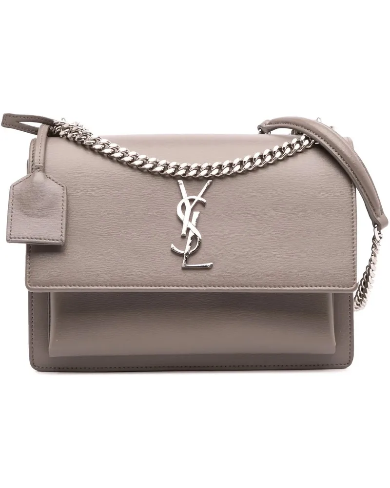 Saint Laurent Hobo Bags Medium Leather Monogram Sunset Crossbody grau Grau