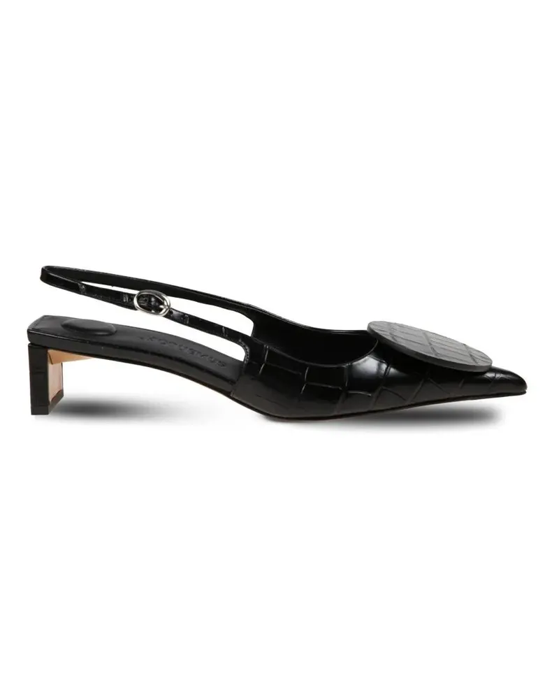 Jacquemus Hohe Schuhe Croc-Effect Slingback Pumps schwarz Schwarz
