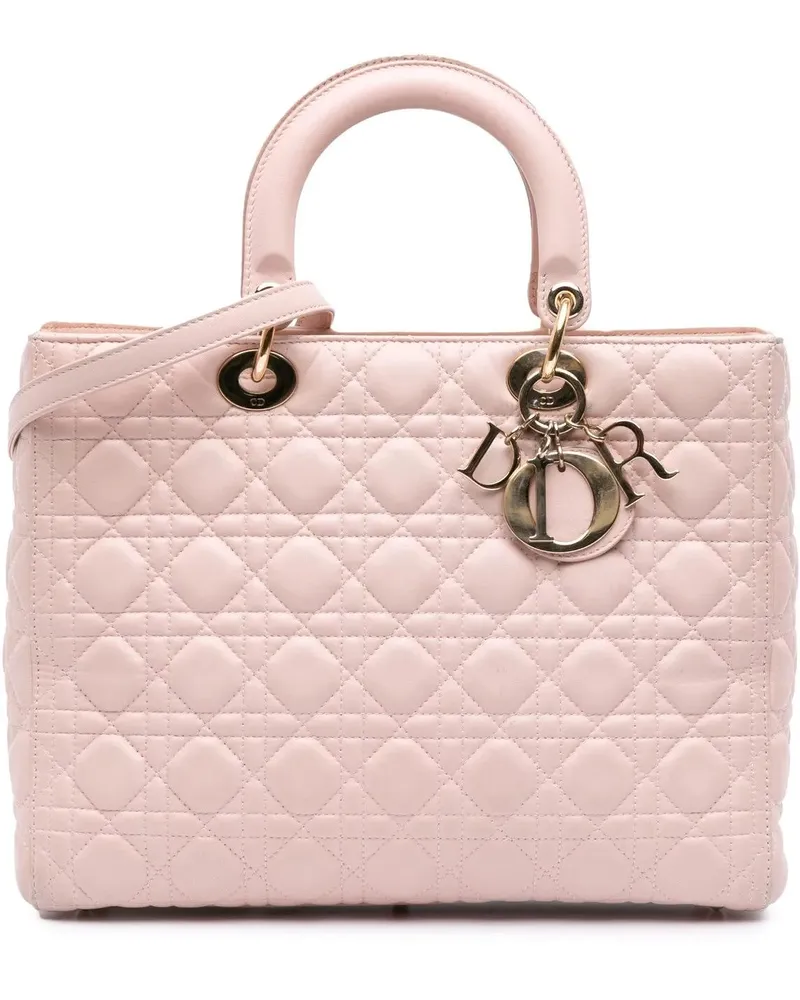 Dior Hobo Bags Large Lambskin Cannage Lady Dior rosa Gold