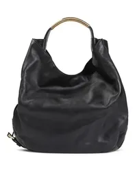 Moschino Shopper Black Leather Shoulder Bag Schwarz