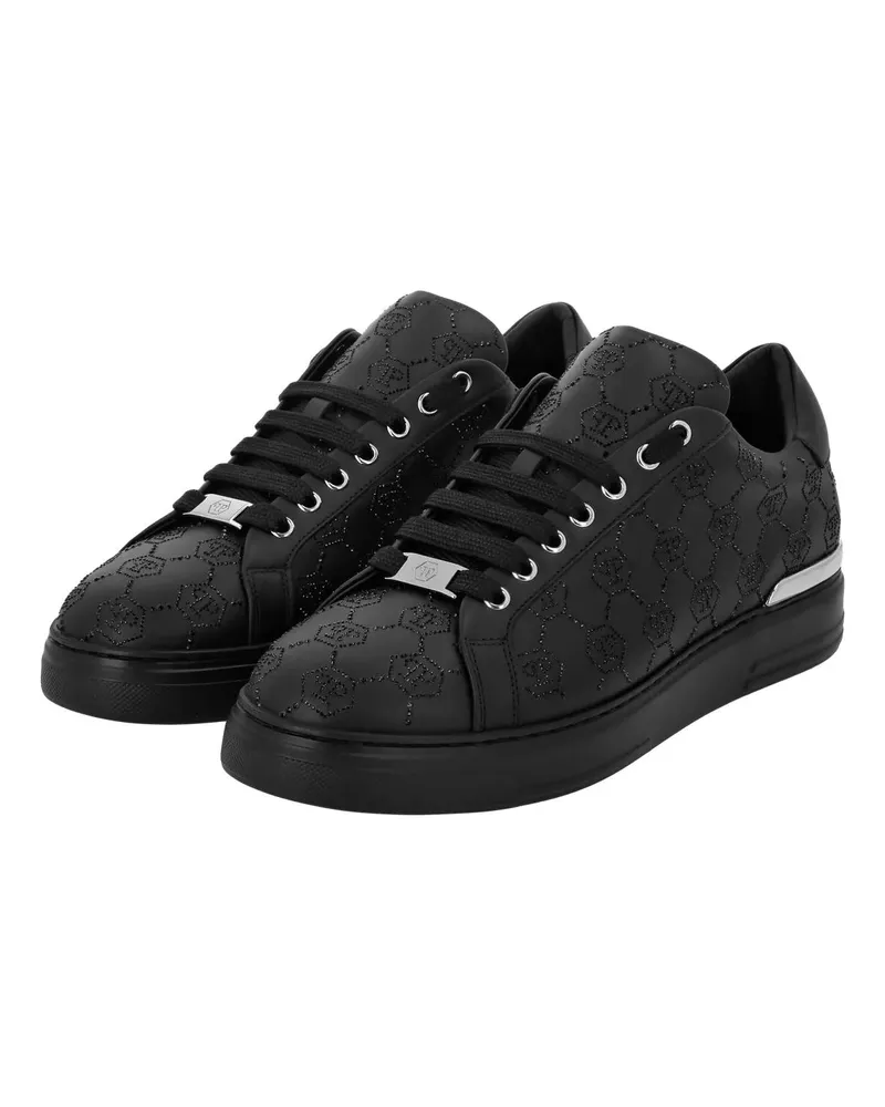 Philipp Plein Low-Top Sneaker Lo-Top Turnschuhe Monogram Embellished schwarz Schwarz