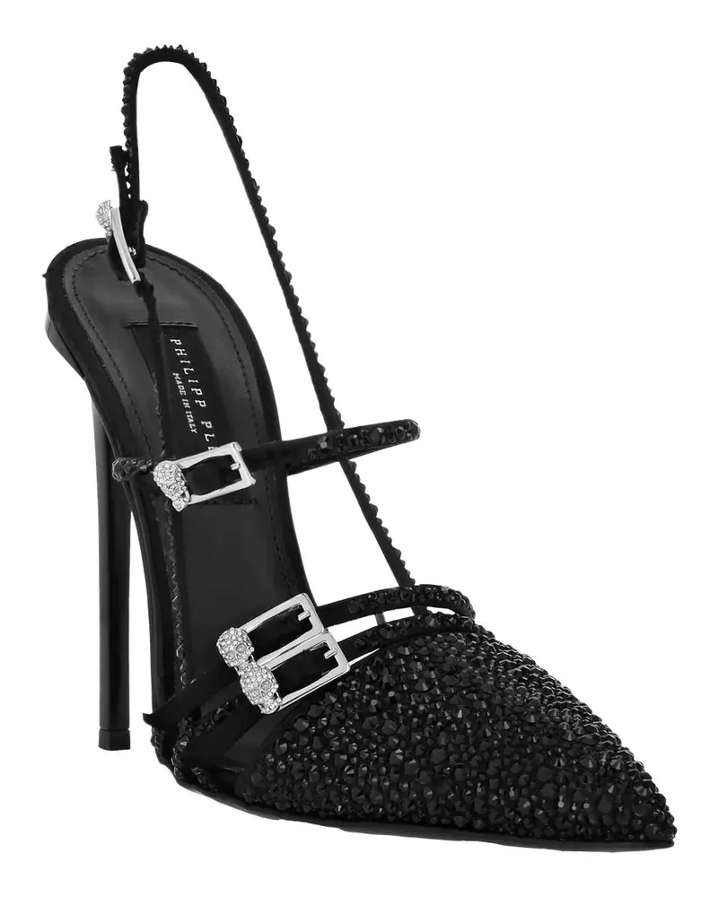 Philipp Plein Hohe Schuhe Slingback-Schuhe Mit Schmucksteinen schwarz Schwarz