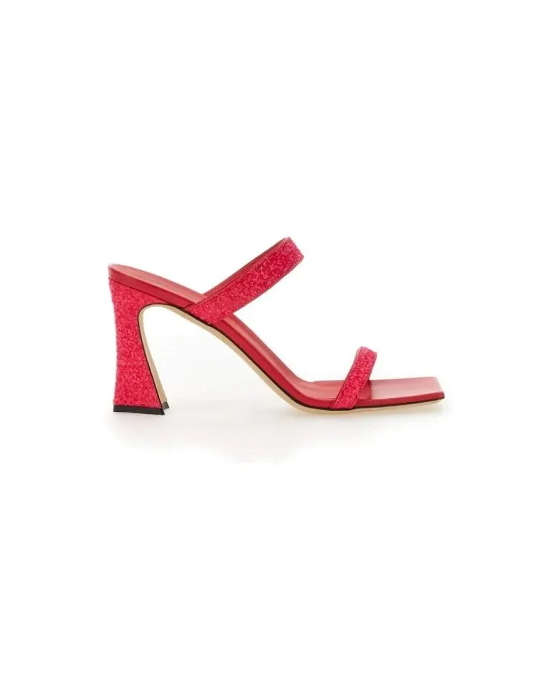 Giuseppe Zanotti Slipper & Pantoletten Glitter-Embellished Red Mules With Square Toe rot Rot
