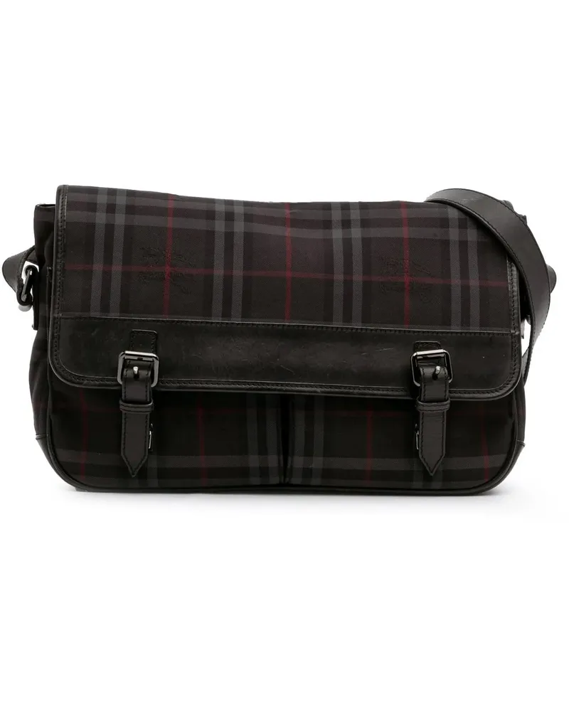 Burberry Hobo Bags Smoke Check Nylon Messenger Bag schwarz Schwarz