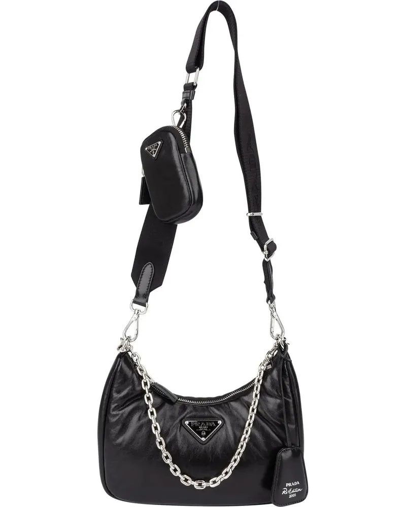 Prada Crossbody Bags  Soft Leather Triangle Re-Edition Crossbody B schwarz Schwarz