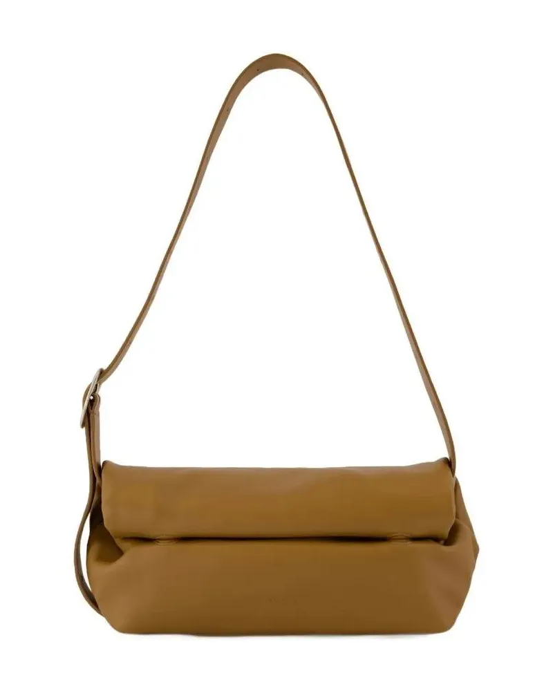 Jil Sander Hobo Bags Khaki Leather Rollup Small Square Belt Shoulder Ba braun Braun