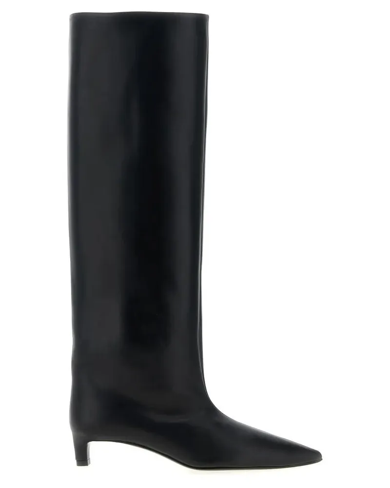 Jil Sander Stiefel Knee-High Black Calfskin Leather Boots schwarz Schwarz