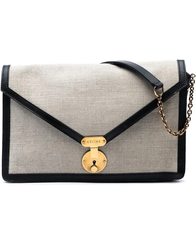 Celine Hobo Bags Canvas and Calfskin Crossbody braun Braun