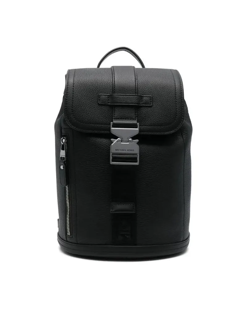 Michael Kors Rucksäcke Textured Leather Backpack With Metallic Buckle Clo schwarz Schwarz