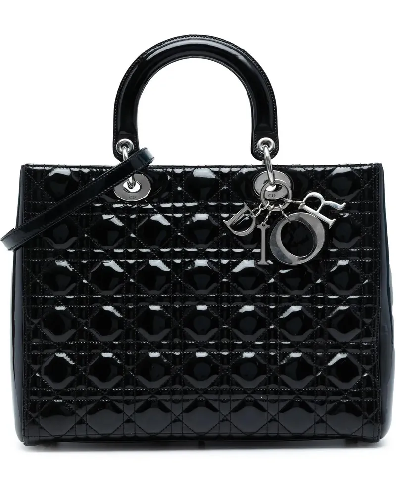 Dior Hobo Bags Large Patent Cannage Lady Dior schwarz Schwarz