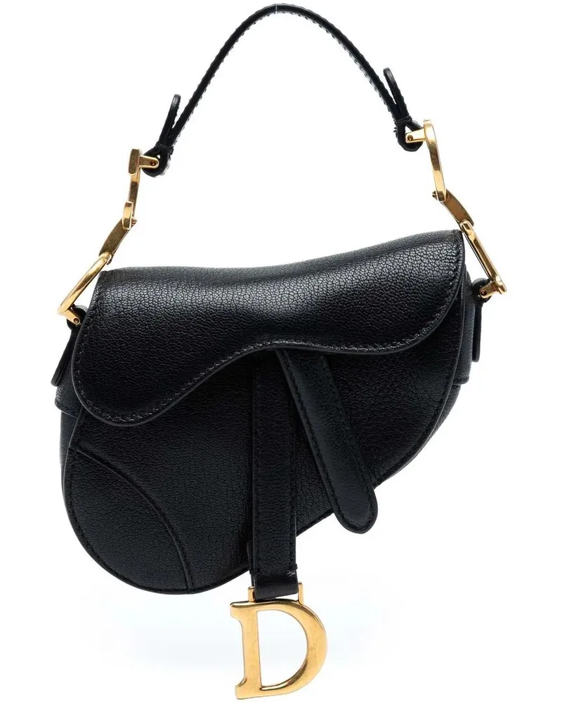 Dior Hobo Bags Micro Goatskin Saddle schwarz Schwarz