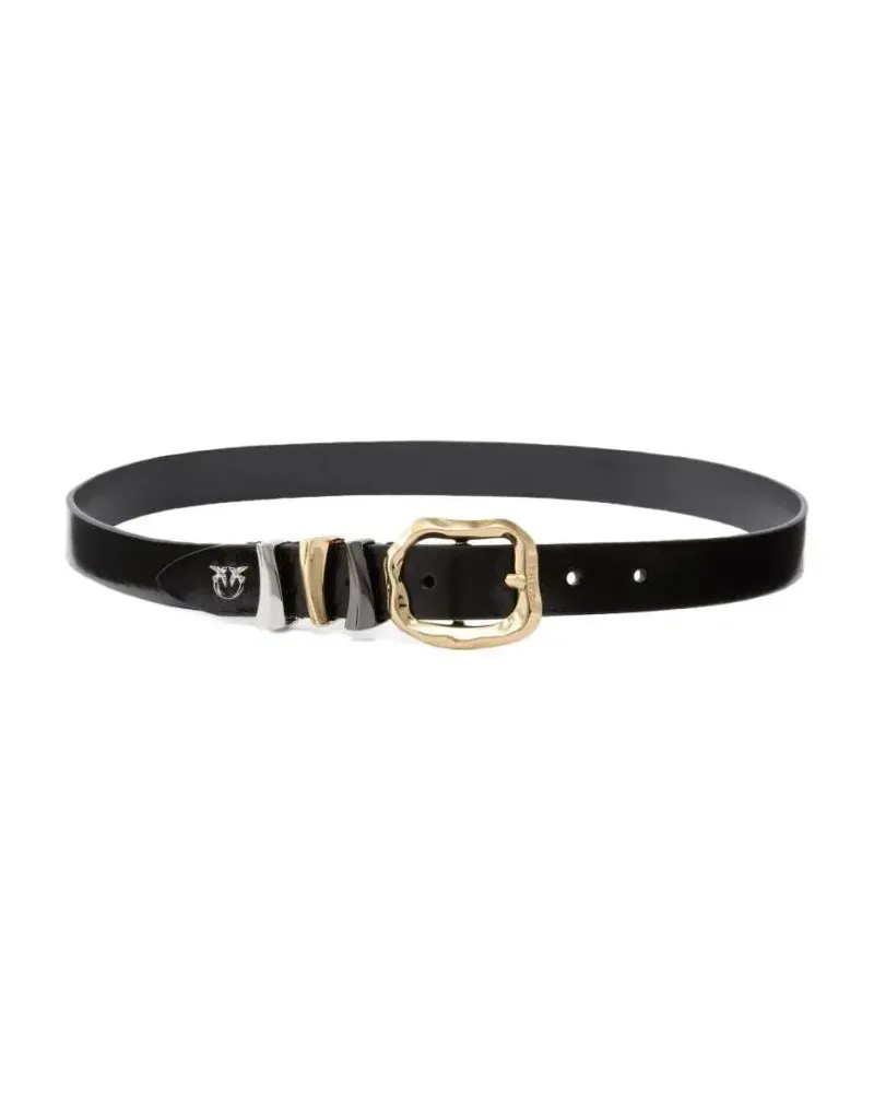Pinko Gürtel Leather Belt With Logo Buckle rot Rot
