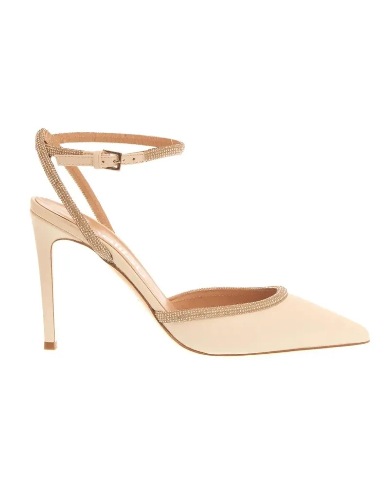 NINALILOU Sandalen Slingback Nappa Pumps With Strass Details And 90Mm beige Beige