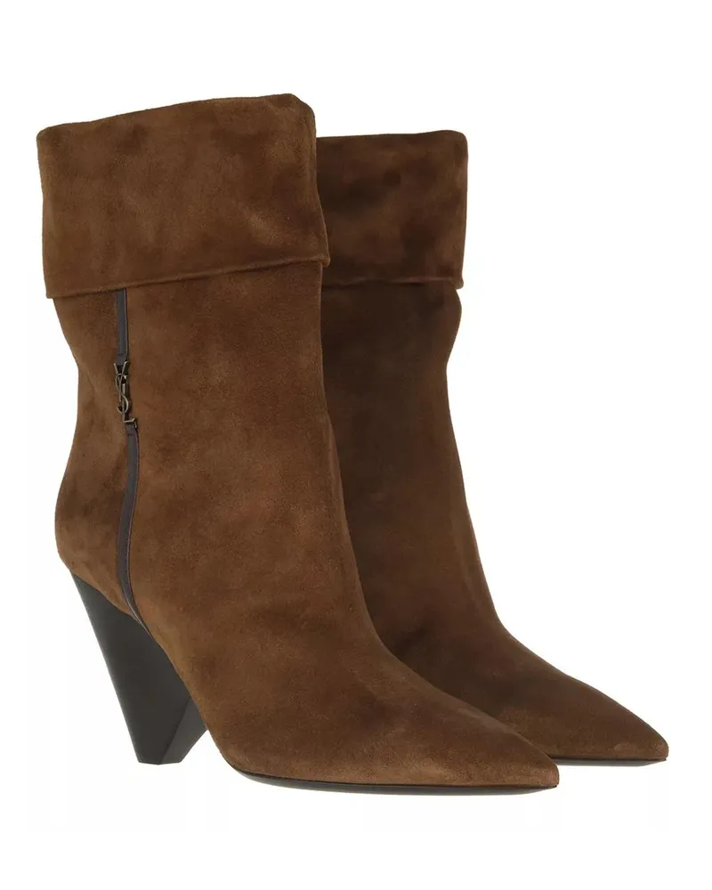 Saint Laurent Boots & Stiefeletten Niki Monogram Booties Suede Braun