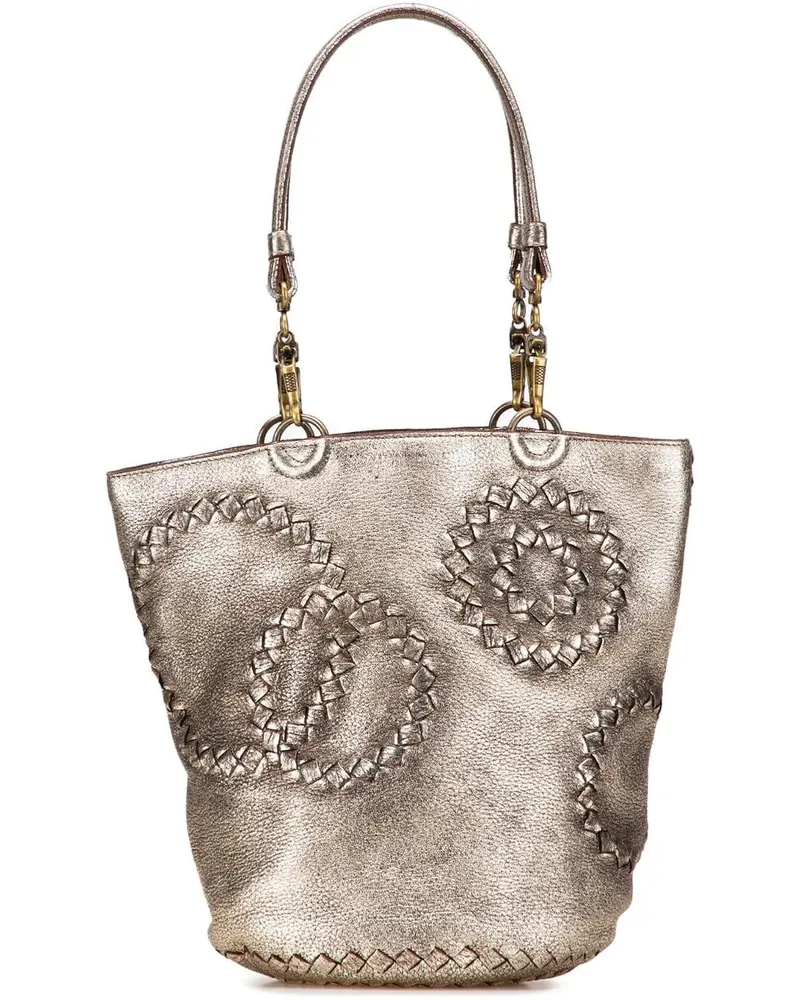 Bottega Veneta Hobo Bags Small Metallic Intrecciato Trimmed Cervo Bucket Ba goldfarben Gold