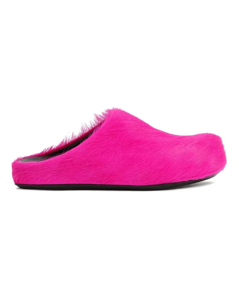 Marni Slipper & Pantoletten Fuchsia Calf Hair Fussbett Mules pink Rosa